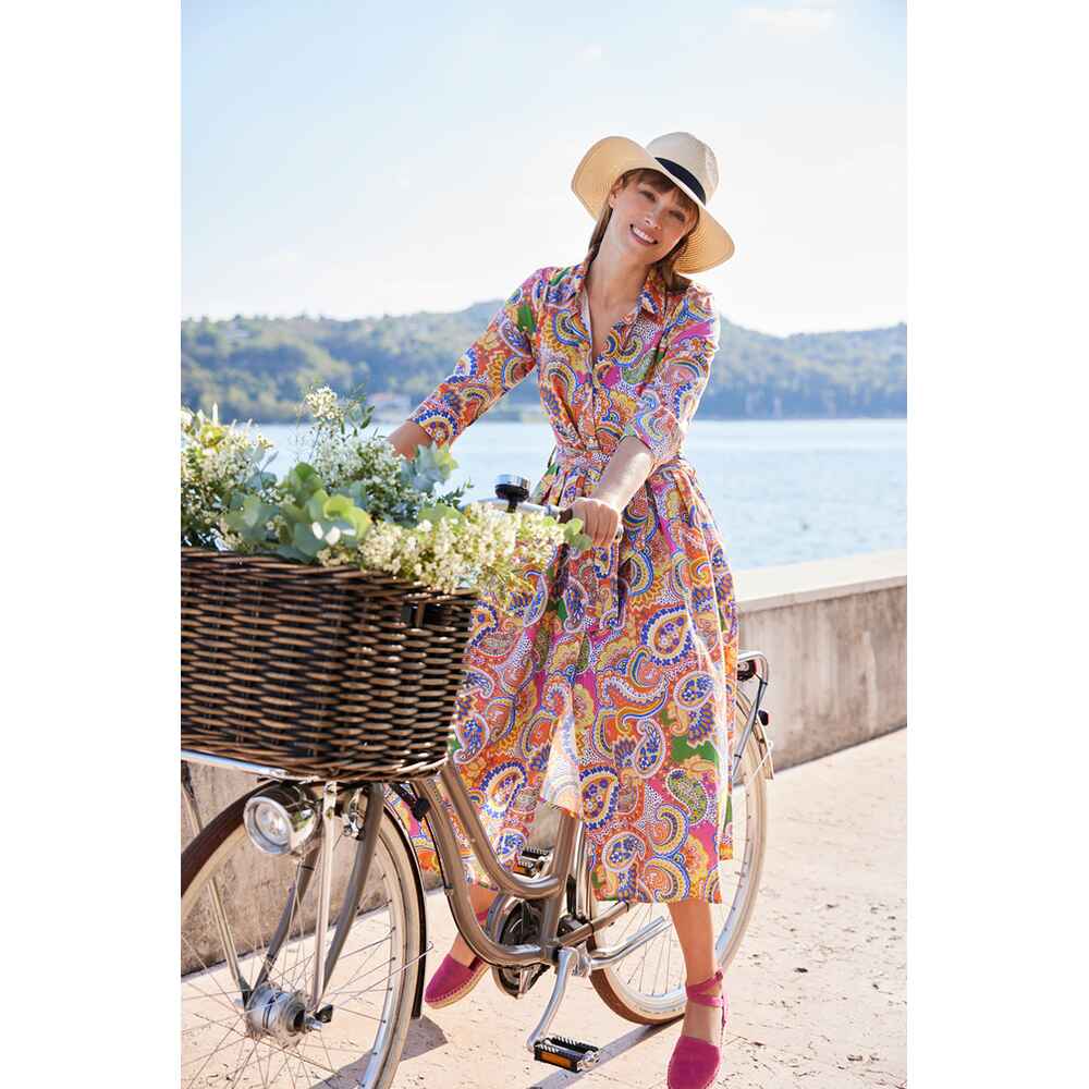 Kleider Damenmode Shop Paisley-Muster Mode - Online FRANKONIA Hemdblusenkleid | - - Diva Rossana mit (Bunt) - Bekleidung