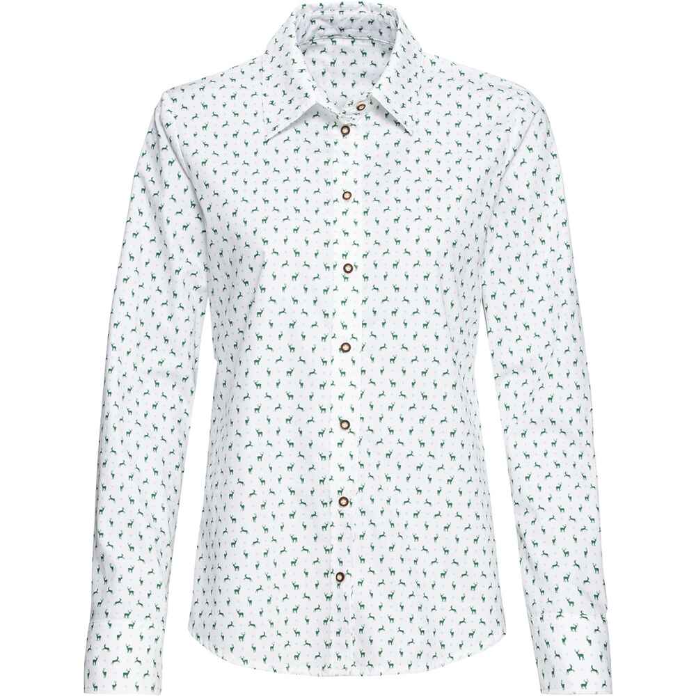 Shop - - FRANKONIA mit Bekleidung Mode Hirschen Online | Luis (Weiß/Grün) - - Blusen Bluse Damenmode Steindl