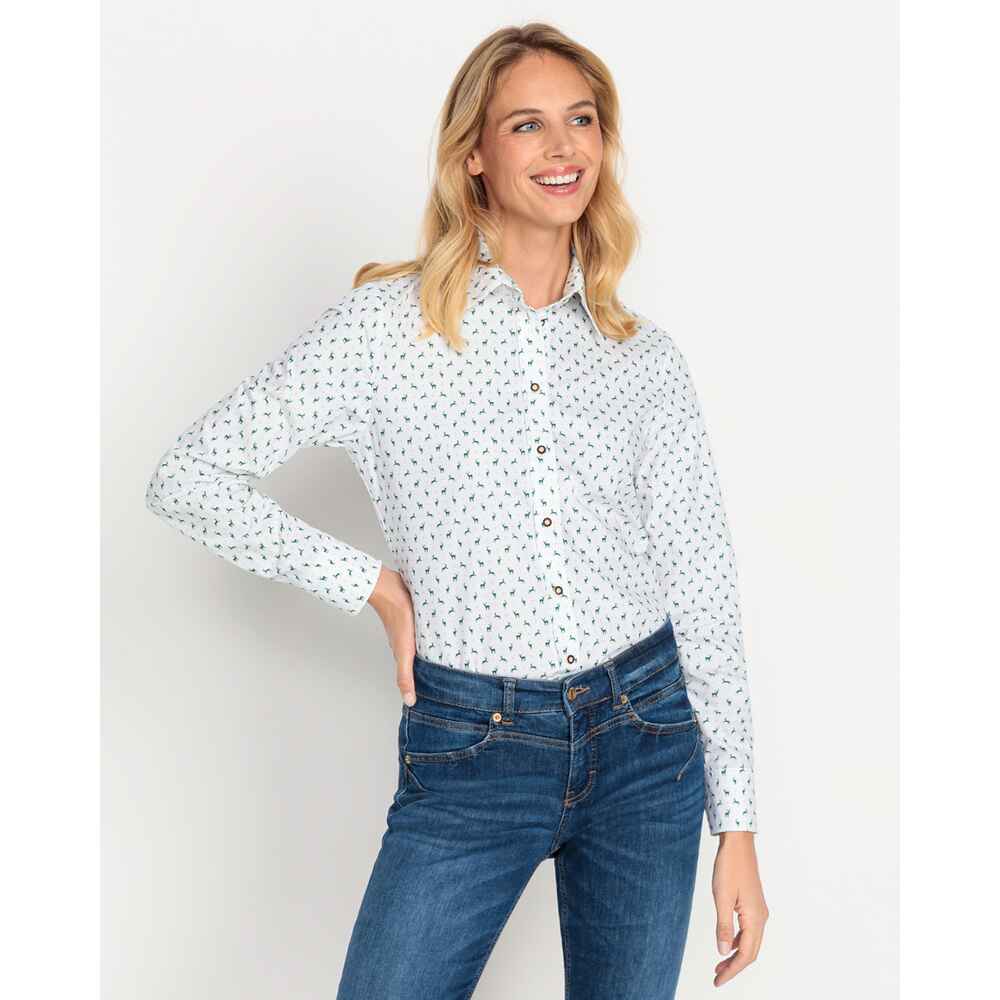 Damenmode mit - Online Blusen Bekleidung - (Weiß/Grün) Mode - Luis Steindl Bluse FRANKONIA - | Shop Hirschen